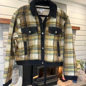 For The Republic Plaid Jacket in Cream, Yellow & Black